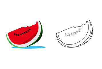 coloring book with watermelon objects. suitable for children's books learn to draw
