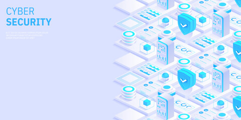 Cyber security. Data protection. Information privacy. Global network security. Technology background for banners, posters, site templates, mobile applications. Vector illustration