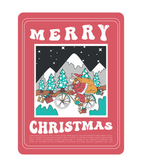 Merry Christmas and happy new year greeting card illustration