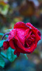Water drops on a rose leaf