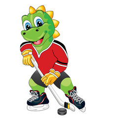 Dinosaur plays hockey