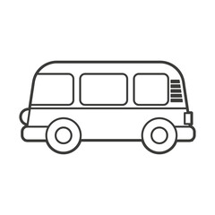 Vector Illustration of an retro minivan. Icon style with black outline. Logo design. Coloring book for children