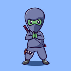 Obraz na płótnie Canvas vector illustration of cute alien ninja with cartoon style
