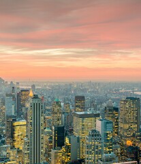 Fototapeta premium View of New York Manhattan during sunset hours