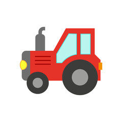 Vector illustration of a toy car in a flat style. Icon of a tractor. Logo design