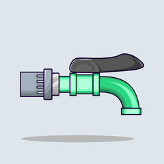 vector illustration of water tap with green color