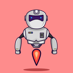 vector cartoon robot android with cartoon style isolated