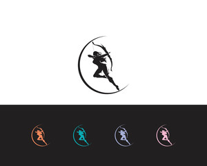 Centaur Archer, mythology creature, Sagitarius Zodiac Sign vector logo icon, fastarch logo from fast archer woman centaur vector for logo, sign, emblem or symbol graphic design vector illustration.