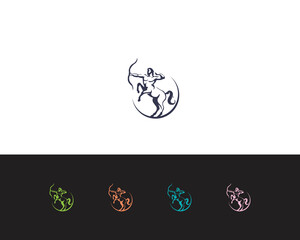 Centaur Archer, mythology creature, Sagitarius Zodiac Sign vector logo icon, fast arch logo from fast archer woman centaur vector for logo, sign, emblem or symbol graphic design vector illustration