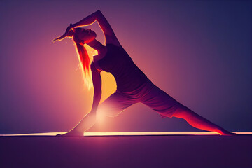 Obraz na płótnie Canvas Woman in yoga pose meditation uses aspects of music to improve health and well being. can help you to relax the mind and body.. generative ai