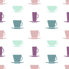 Seamless pattern with elements of kitchen utensils in pastel colors. For packaging, paper, design.