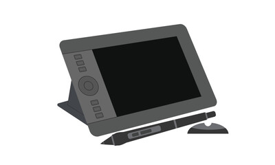 tablet monitor with blank screen and drawing pen vector illustration.