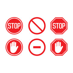 set of stop sign illustration, a simple vector design