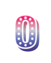 01 Number 0 Pink Blue Bulb Light