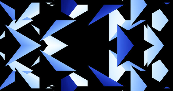 Render with blue black geometric triangles background