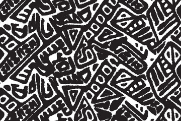 Obraz premium Contemporary printable seamless pattern abstract line, shapes creative hand drawn Trendy minimalist monochrome zone wavy stripe positive or negative design for shoe wear, shirt, rug. Black white color