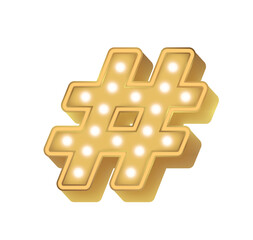 02 Alphabet Gold Bulb Light Symbol Hasg Tag Sign