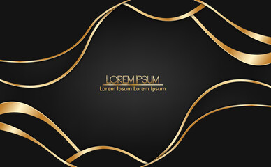 Luxury Dark Shapes Background With Golden Decoration Stock Illustration