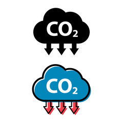Set of CO2 reduce cloud icon, clean global emission, environment eco design symbol vector illustration