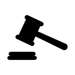 Judge hammer icon, law auction symbol, gavel justice sign vector illustration button