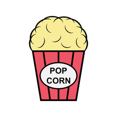 Popcorn food design icon, web corn box snack flat vector illustration element