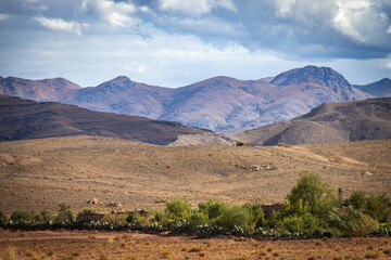 landscape in high atlas mountains, mountains, morocco, north africa, clouds