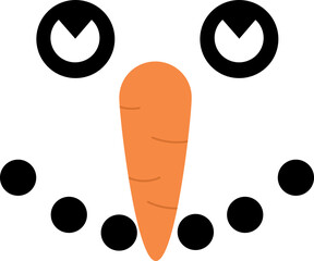 Cute fun face snowman isolated on white background. Hello winter. Graphics for t-shirts. Vector illustration.