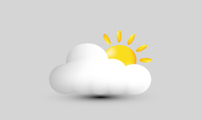 illustration creative icon 3d weather forecast sign meteorological sun cloud isolated on background