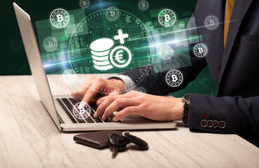 business hand working in stock market