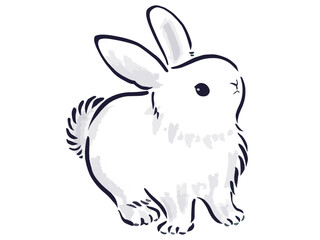 Obraz premium 年賀状に使える筆タッチのうさぎのイラスト