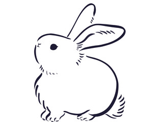 年賀状に使える筆タッチのうさぎのイラスト