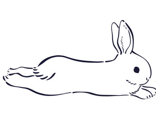 年賀状に使える筆タッチのうさぎのイラスト