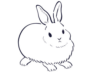 年賀状に使える筆タッチのうさぎのイラスト
