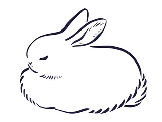 年賀状に使える筆タッチのうさぎのイラスト