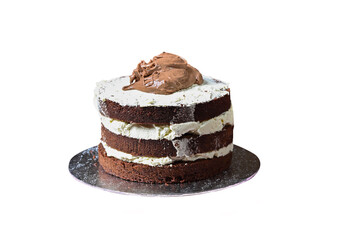Fresh homemade cake on isolated background