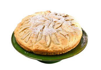 Fresh apple pie on isolated white background
