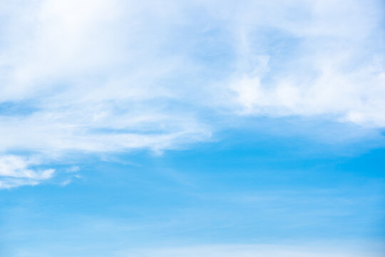 Blue sky and white clouds on daytime, beaufitul space view for design background or wallpaper