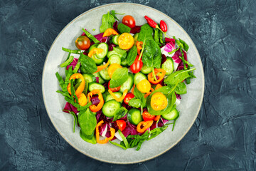 Bright, colorful spring vegetable salad