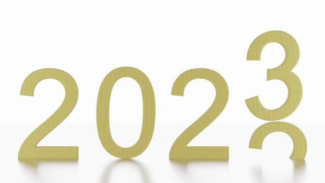 Filmato. Illustrazione 3D. Anno nuovo 2023. Capodanno 2023 in numeri. Il 2023 sostituisce il 2022..