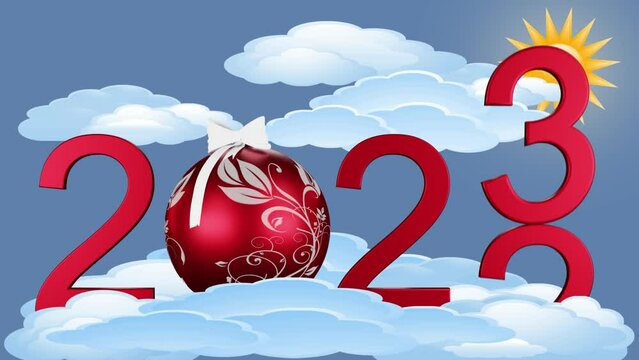 Filmato. Illustrazione 3D. Anno nuovo 2023. Capodanno 2023 in numeri. Il 2023 sostituisce il 2022..