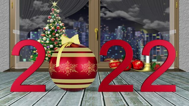 Filmato. Illustrazione 3D. Anno nuovo 2023. Capodanno 2023 in numeri. Il 2023 sostituisce il 2022..