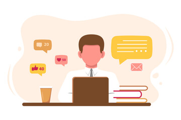 Office manager accountant at the desktop computer in the office