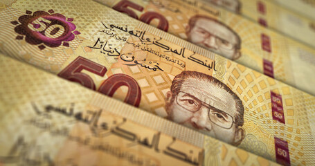 Tunisia Dinar money banknotes pack 3d illustration - obrazy, fototapety, plakaty