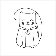 Doodle cat clipart. Hand drawn art line. Sketch animal. Coloring page book. Vector stock illustration. EPS 10