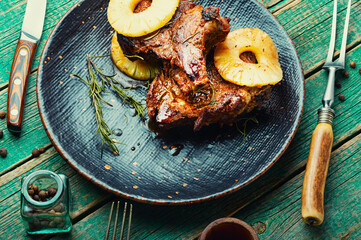 Meat in pineapple sauce, meat dish