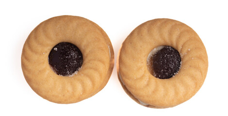 Filled cookies on a white background