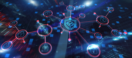 Cyber Security Data Protection Concept on City Background