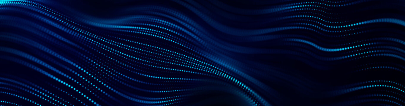 Abstract wave of connected hexagons. Futuristic polygonal background. Artificial intelligence. Big data technology. 3d rendering