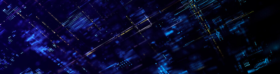 Big Data technology background. Microchip and computer parts. City of the future. 3d rendering
