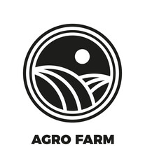 Agro farm emblem, label, signboard. Design a template for your eco company, bioproducts, or farm products store. Vector silhouette icon.
